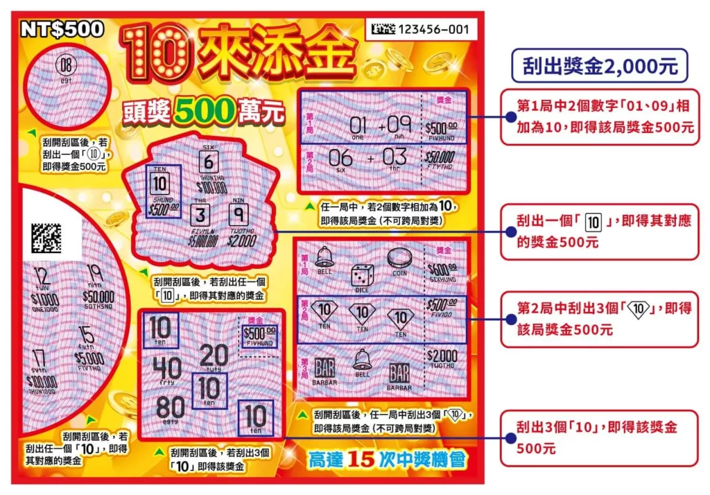 台彩 ‐ 10來添金 